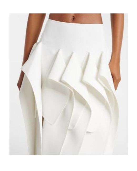 Maticevski White Streaming Draped Midi Skirt