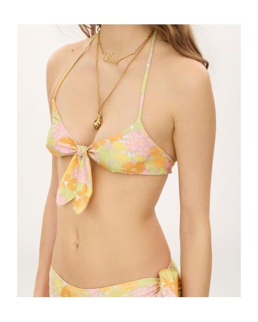 Chloé Metallic Chloé Floral Tie-Front Bikini Top