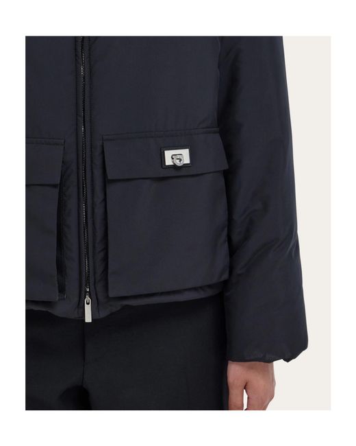 Ferragamo Blue Ferragamo Zip-Up Hooded Padded Jacket