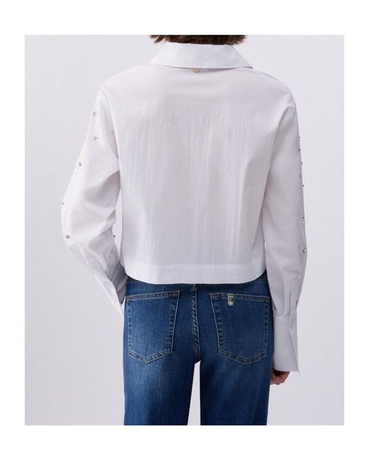 Liu Jo White Logo Detail Embellished Shirt