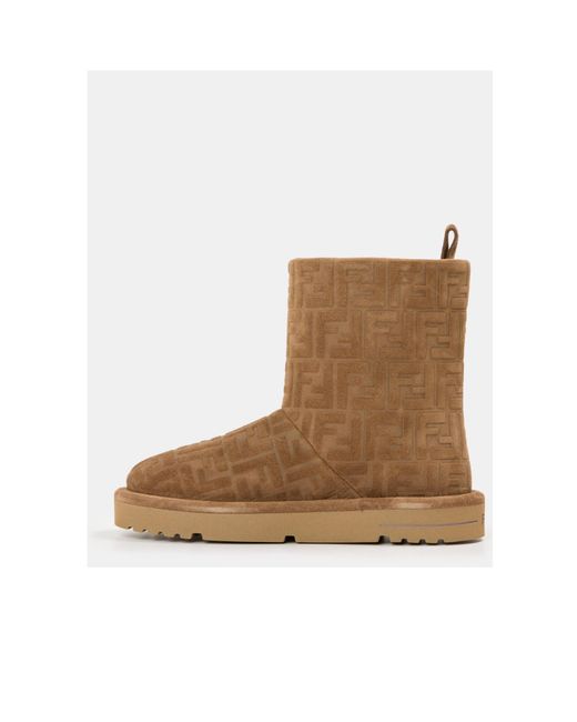 Fendi Brown Suede Texture Snow Boots