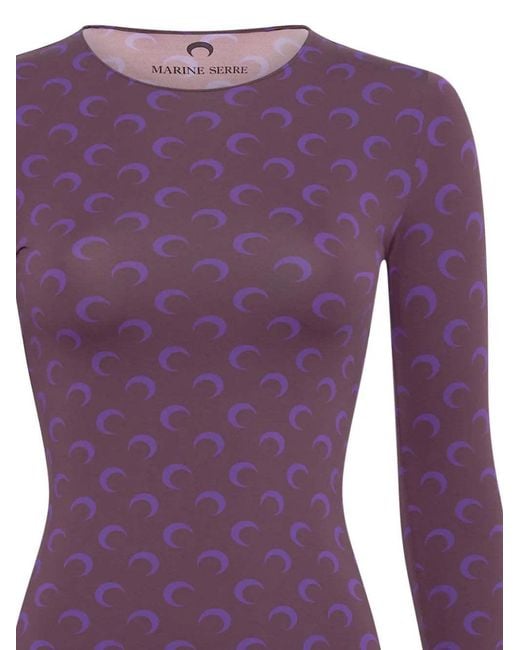 MARINE SERRE Purple Moon Printed Crewneck T-Shirt