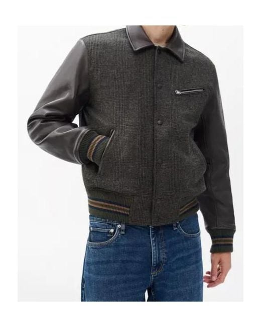 Rag & Bone Gray Jeremy British Wool Varsity Jacket for men