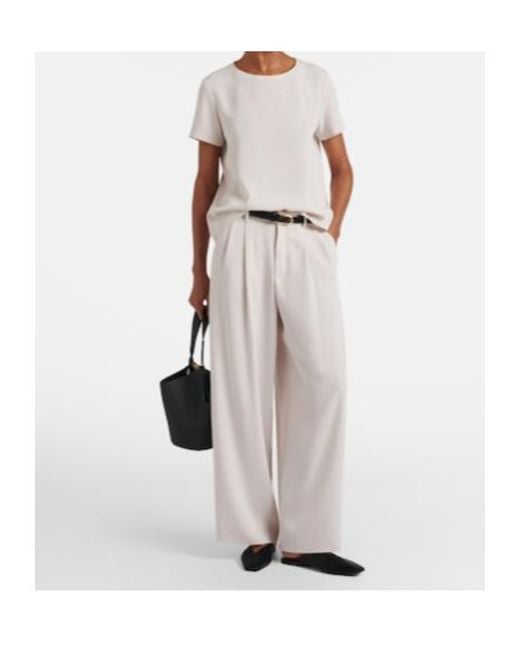 Max Mara White Donata Pleated Wide-Leg Pants