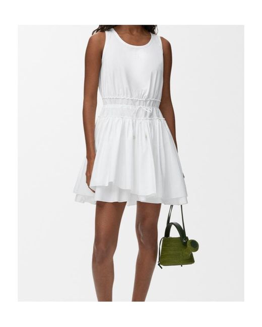 Loewe White Drawstring Waist Mini Dress