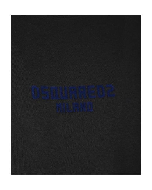 DSquared² Black Logo-Embroidered Crewneck T-Shirt for men