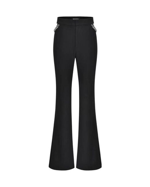 THREE QUARTERS Black Chain Details Casual Pants for men