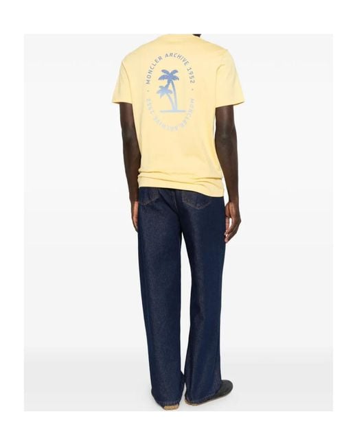 Moncler Yellow Palm Tree Pocket T-Shirt for men