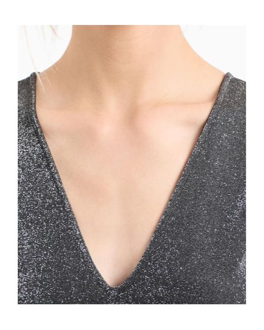 ARMANI EXCHANGE Gray Open-Back V-Neck Dress