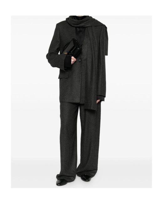 Totême  Black Totême Dart-Detailed Flannel Trousers