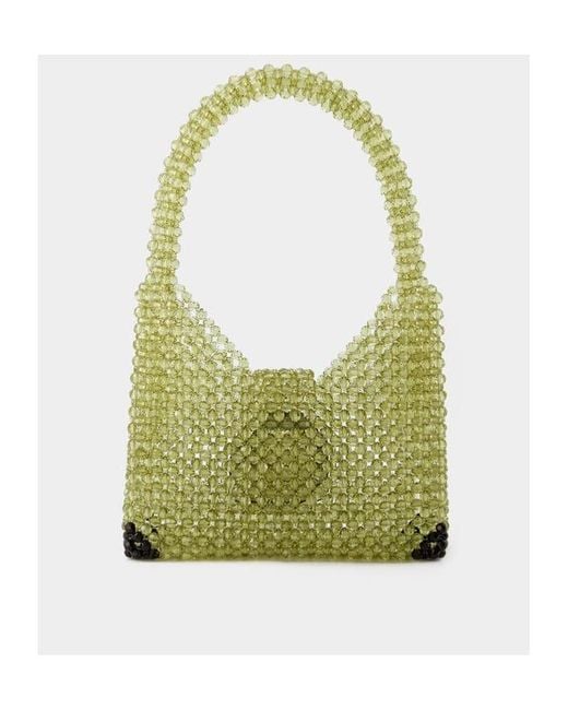 Germanier Green Beaded Hobo Shoulder Bag