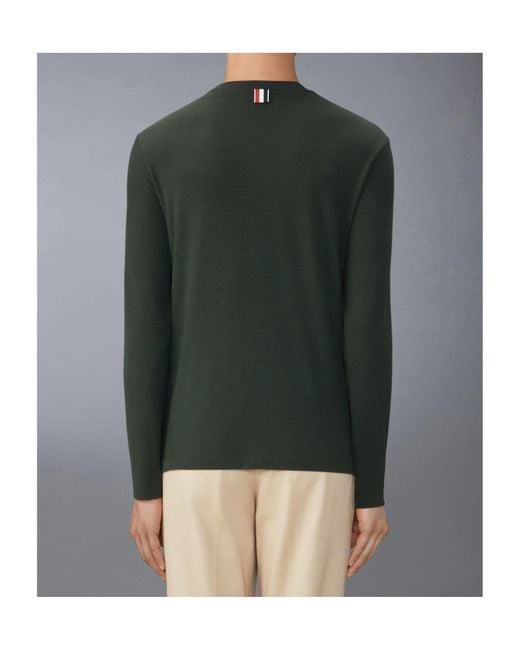 Thom Browne Green Jersey-Bar T-Shirt for men