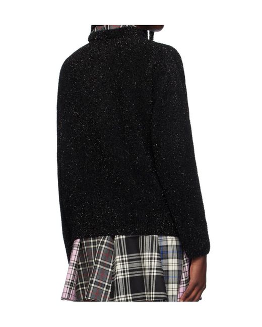 MSGM Black Intarsia-Knit Logo Jumper