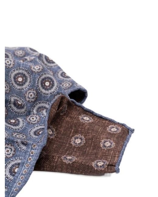 Brunello Cucinelli Blue Patterned Pocket Square for men