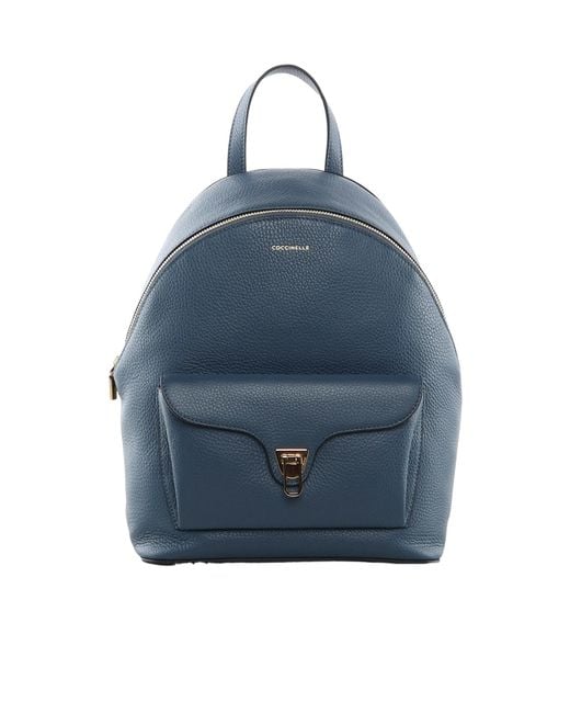 Coccinelle Blue Logo Printed Backpack