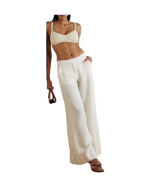 Lisa Marie Fernandez White Woven Wideleg Pants