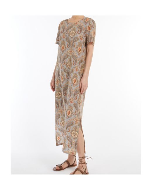 Weekend by Maxmara Natural Long Printed Silk Dress