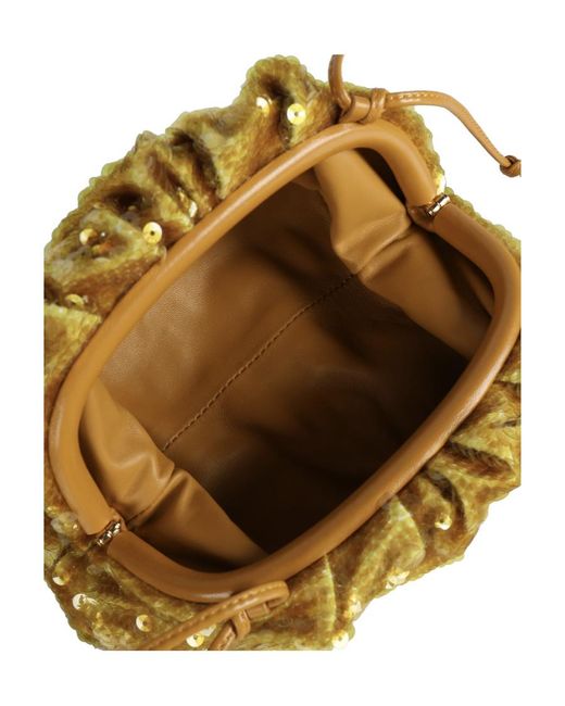 Bottega Veneta Metallic Sequin-Embellished Ruched Crossbody Bag
