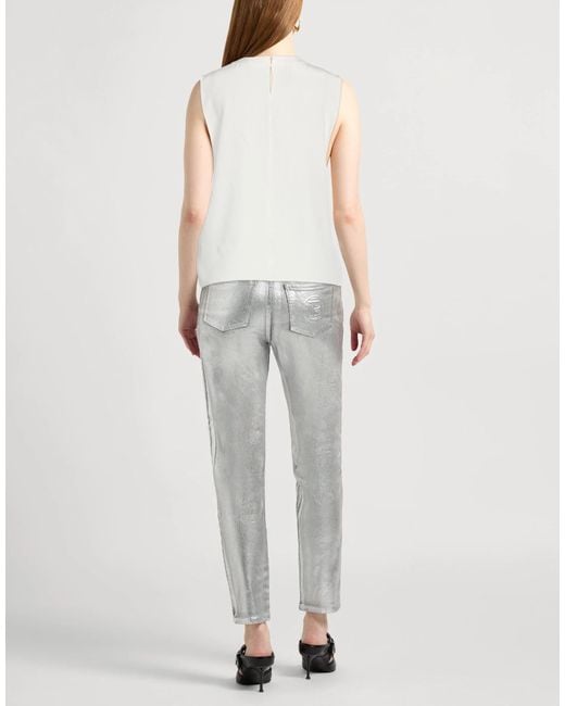 Saint Laurent White Solid Color Sleeveless Top