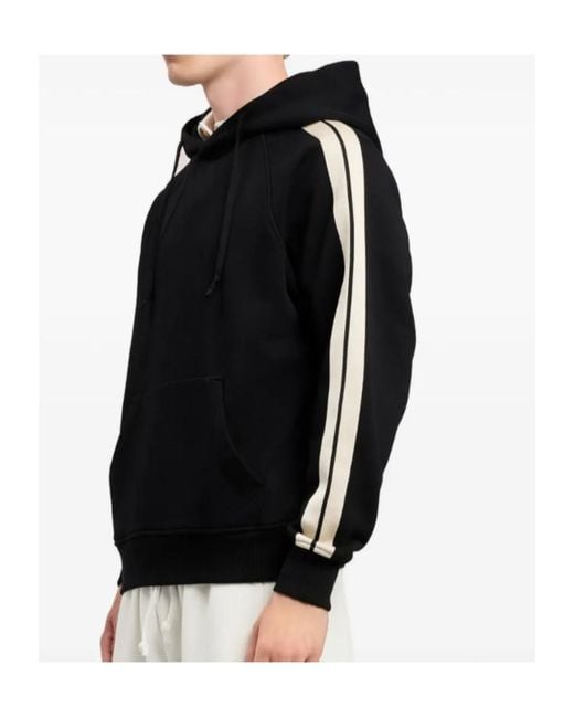 Palm Angels Black Back Curved Logo Track Hoodie for men