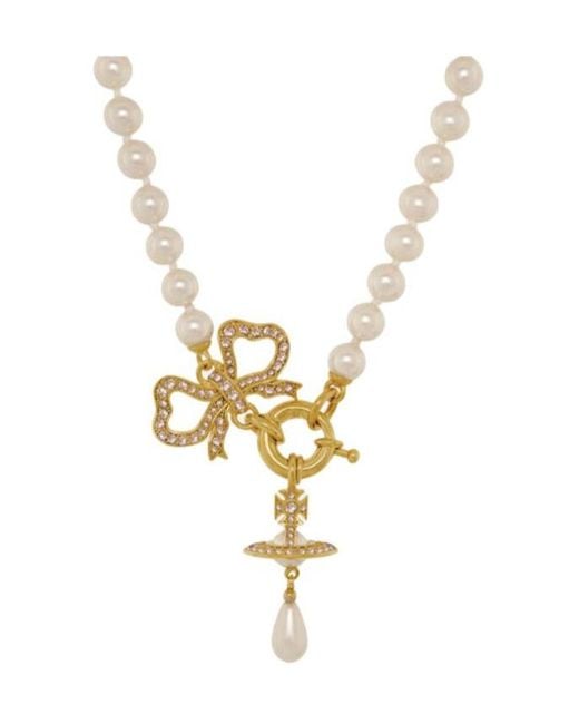 Vivienne Westwood Metallic Bow Pendant Necklace