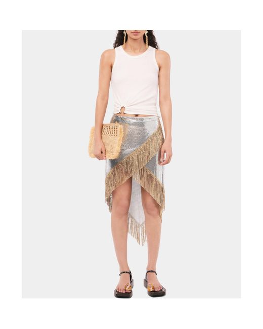 Rabanne White Asymmetric Gathered-Detail Tank Top