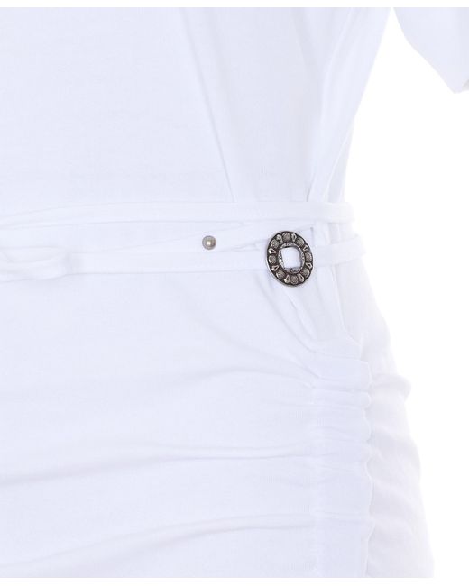 Pinko White Anguillara Ruched Mini Dress