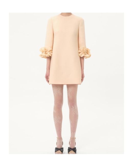 Valentino Pink Crepe Couture Floral Detailed Mini Dress