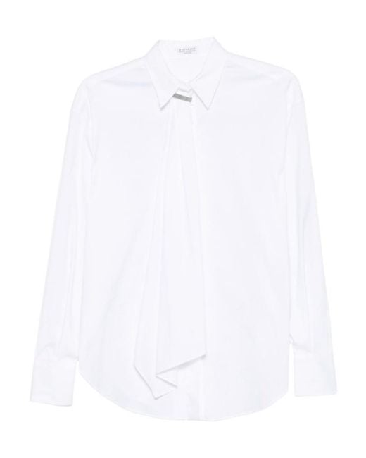 Brunello Cucinelli White Monili-Embellished Shirt