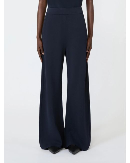 Max Mara Blue Pull-On Wide-Leg Pants