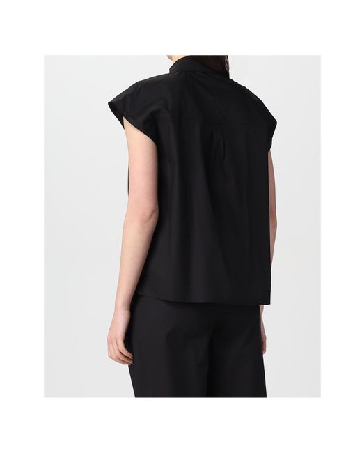 Woolrich Black Cap-Sleeved Buttoned Shirt