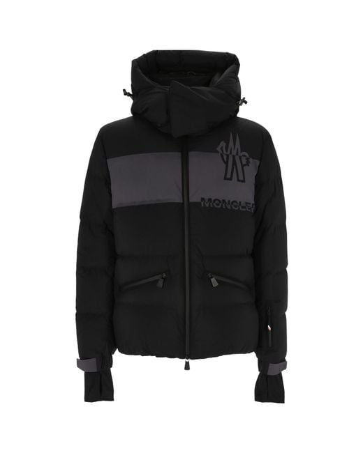 Moncler Black Grenoble Logo Printed Hooded Padded Jacket for men