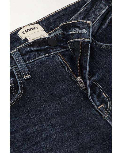 L'Agence Blue Coated High-Waisted Flared Jeans