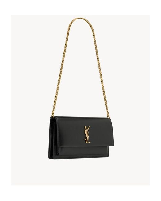 Saint Laurent White Sunset Foldover Top Clutch Bag