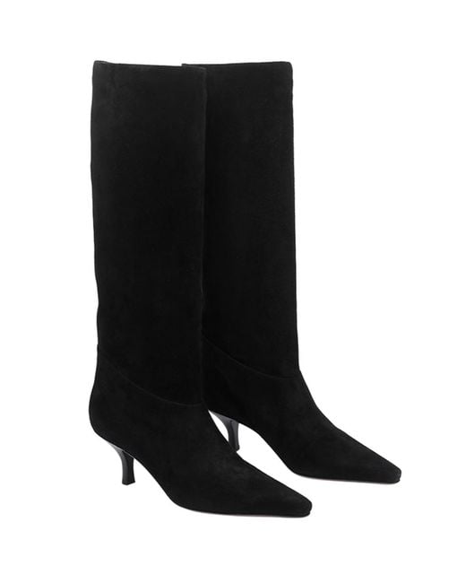 Paris Texas Black Rose Knee-High Stiletto Boots
