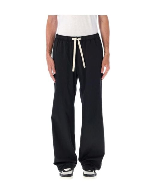 Palm Angels Black Logo Embroidered Drawstring Pants for men