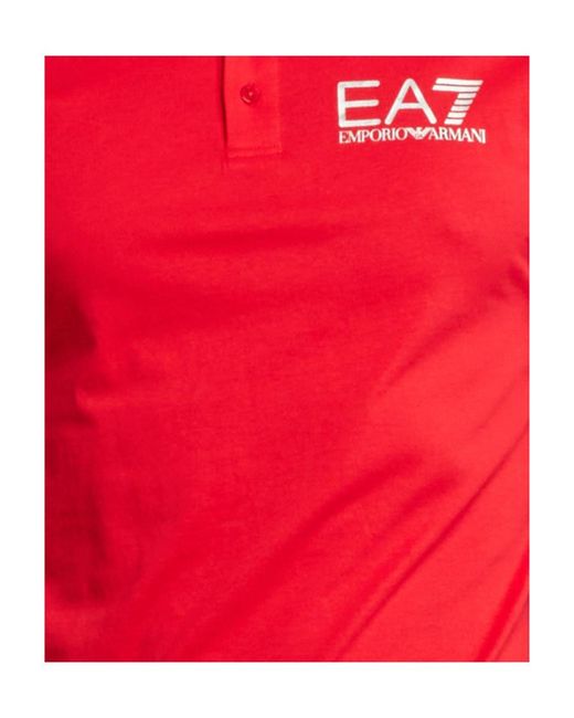 EA7 Red Logo Short-Sleeved Polo Shirt for men