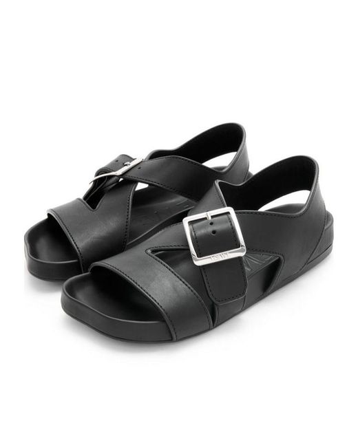 Loewe Black Buckle-Strap Flat Sandals