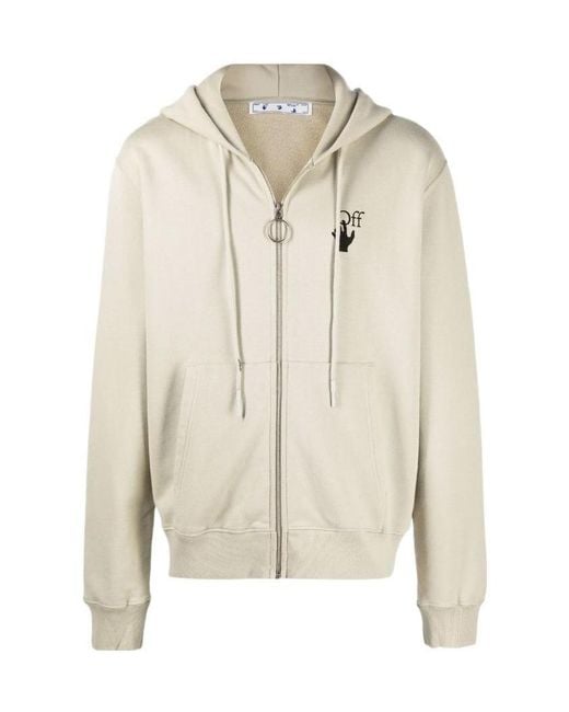 Off-White c/o Virgil Abloh Natural Bubble Arrow-Logo Slim Zip-Front Hoodie for men