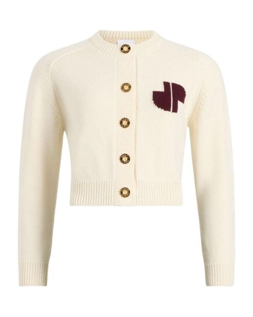 Patou Natural Pato Cropped Button-Up Knit Cardigan