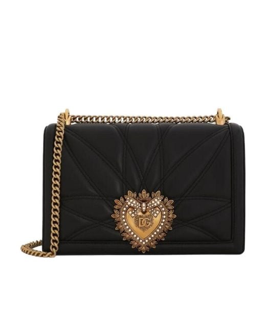 Dolce & Gabbana Black Logo Plaque Devotion Shoulder Bag