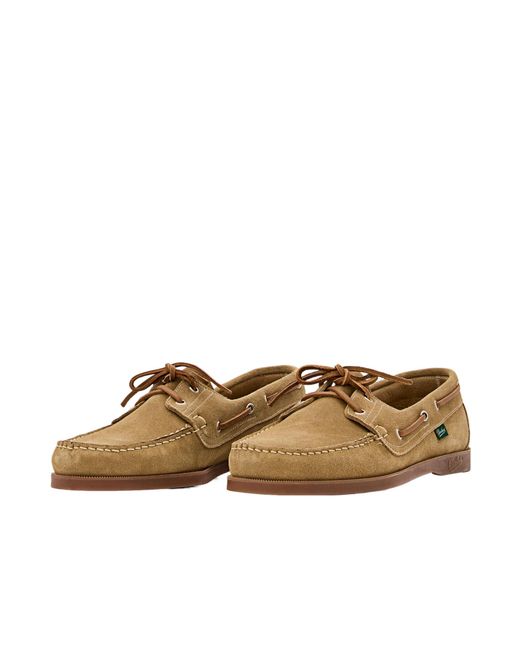 Paraboot Brown Lace-Up Almond-Toe Loafers for men