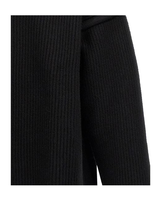 Jil Sander Black Geometric Neckline Knitted Jumper for men