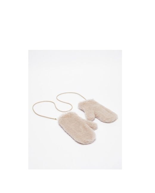 Max Mara White Ombrato Fluffy Gloves