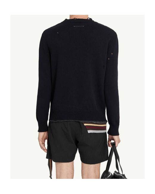 MM6 by Maison Margiela Black Distressed Jumper for men