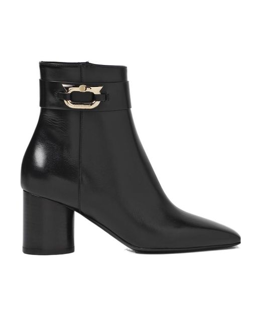 Ferragamo Black Ferragamo Pointed Toe Buckle Boots