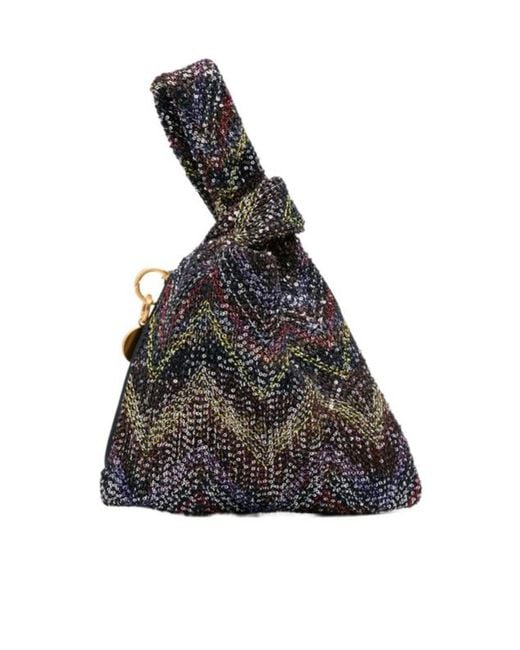 Missoni Black Knot Detailed Raschel Pinetto Lurex Tote Bag