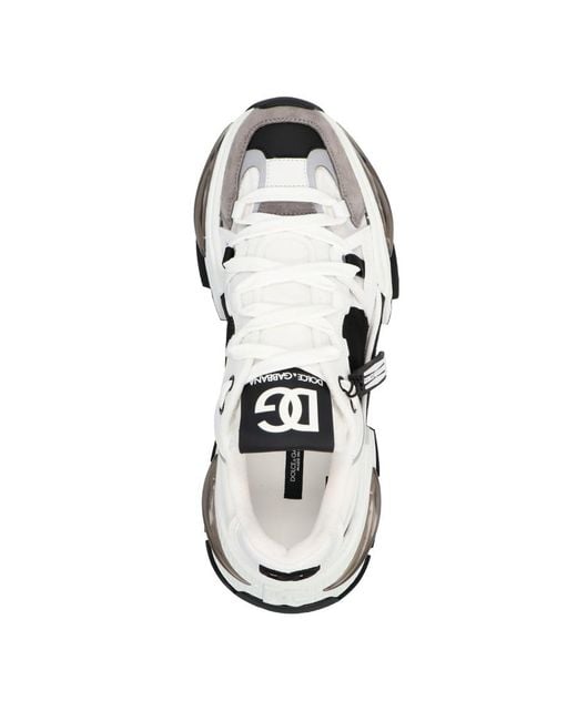 Dolce & Gabbana White Airmaster Panelled Lace-Up Sneakers for men