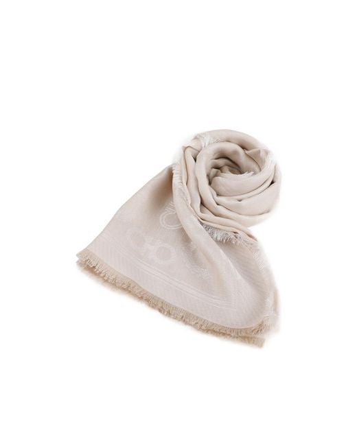 Ferragamo White Gancini Stole Scarf