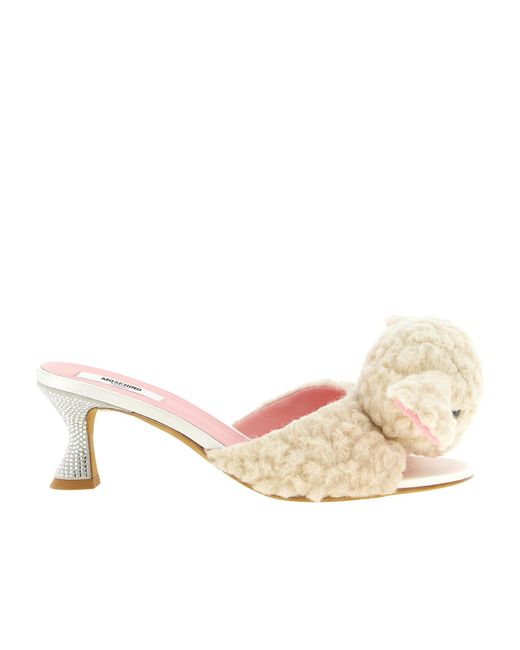 Moschino Natural Sheep Embellished Mules